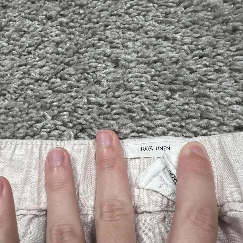 Nicole Miller 100% Linen Cargo Pants Utility Joggers Beige Lagenlook Medium - Picture 5 of 10